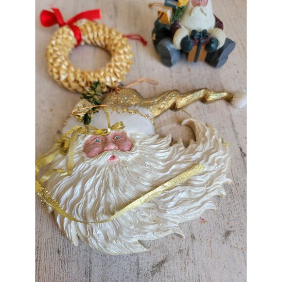 Rustic golden Santa wreath gift ornament Xmas variety set - Picture 2 of 5